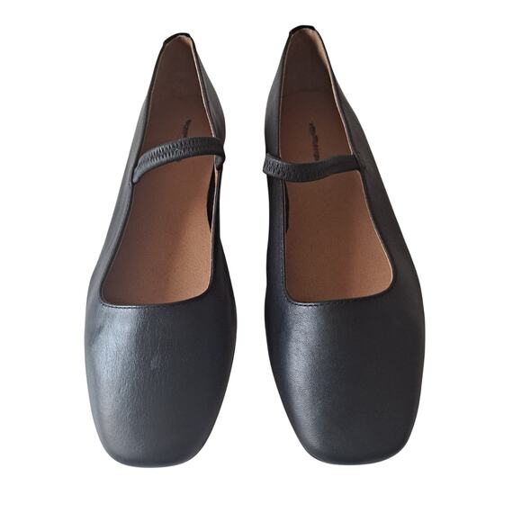 NWOB Madewell Greta Leather Mary Jane Ballet Flat Shoes Black Women's Size 8.5M - Picture 2 of 15